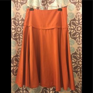 Orange Poly Satin A-line Skirt. SZ 2